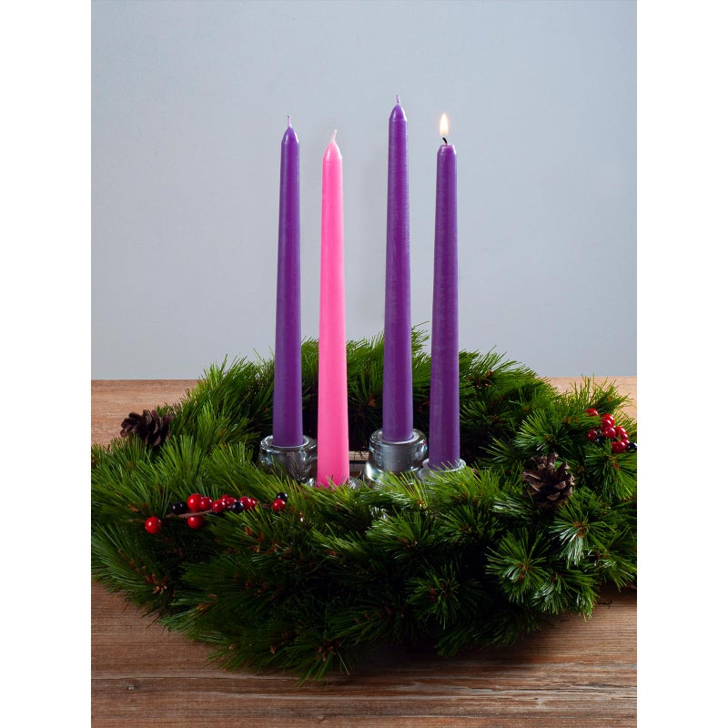 CANDWAX 12 inch Taper Advent Candles 1 Set - Dripless Taper Candles and Unscented Candlesticks - Long Burning Tapered Candles Perfect as Advent Wreath Candles Tapers - Purple Advent Candles - Image 5